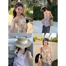 批发很有安全感的褶皱印花抹胸