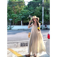 批发【卢森堡】重工法蕾醇亚麻宽松连衣裙