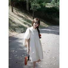 批发ChillJoying 「白栀香气」氧气小白裙镂空刺绣棉宽松A字连衣裙夏