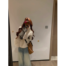 批发韩系慵懒风高级感羊羔毛马甲短外套女季宽松保暖无袖坎肩背心<b class='q'>上衣</b>