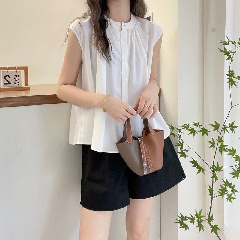 미니멀리즘 달콤한 스타일 주름 Feifei 소매 여성 셔츠