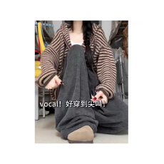 批发FYQ--灰色糯米裤春秋新款垂感高腰休闲宽松慵懒秋<b class='q'>冬</b>阔腿