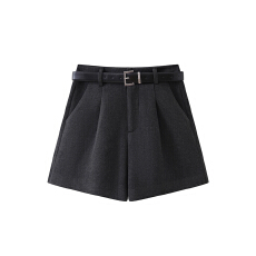 批发FYQ--毛呢西装短裤<b class='q'>女</b>秋冬小个子显瘦宽松高腰a字阔腿裤子