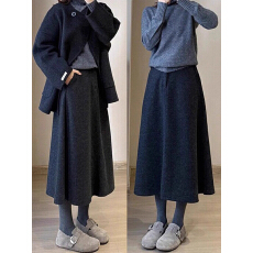 批发FYQ--半身<b class='q'>裙</b>女冬大码胖mm梨型身材遮胯显瘦a字毛呢<b class='q'>花苞</b><b class='q'>裙</b>