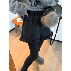 批发FYQ--花边短裤女2026今年新款<b class='q'>超</b>好看高腰休闲毛呢阔腿