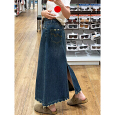 批发FYQ--复古毛边流苏牛仔半身裙春夏新款设计感后开叉百搭裙