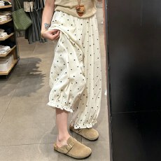 批发FYQ-波点九分灯笼裤女夏薄款休闲花苞裤子天丝<b class='q'>亚麻</b>阔腿裤