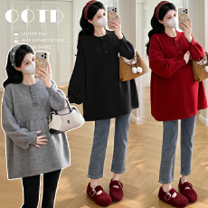 批发实拍新款 春季韩版宽松中长款简约休闲百搭孕妈多色针织上衣