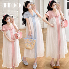 批发实拍新款 夏季新中式宽松慵懒风<b class='q'>休闲</b>孕妈连衣裙