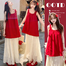 批发<b class='q'>夏</b>季韩版宽松显白娃娃上衣+仙气半身裙孕妈套装