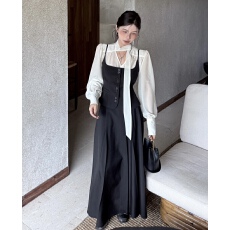 批发SK蝴蝶结飘带<b class='q'>雪纺</b>衬衫+西装小吊带+高腰大摆半身裙三件套装女