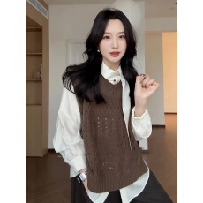 批发大码女装胖妹妹镂空<b class='q'>背心</b>马甲<b class='q'>毛衣</b> 大码均码都可以 100-200斤