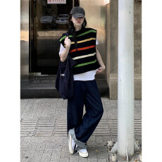 批发彩色条纹针织马甲女2025秋季韩系chic慵懒高级感叠穿时尚百搭背心