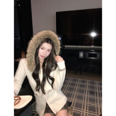 批发慵懒麻花复古拉链大毛领可拆卸连帽针织开衫女秋冬高级感毛衣外套