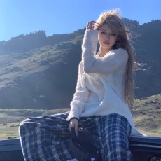 批发韩版V领长袖针织衫女宽松显瘦百搭慵懒风软糯毛衣时尚穿搭ins上衣