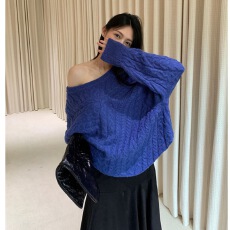 批发2025秋冬新款韩版洋气毛衣百搭显瘦斜领长袖上衣保暖麻花羊毛衫潮