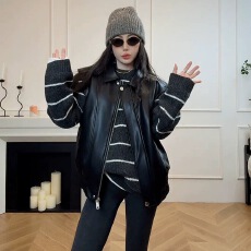 批发2025<b class='q'>韩国</b>东大门新款套头条纹厚毛衣女