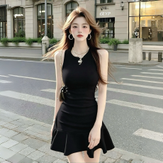 批发实拍2026春夏新款针织薄款打底外穿<b class='q'>连衣裙</b>高良衣品GLYP网红<b class='q'>同款</b>