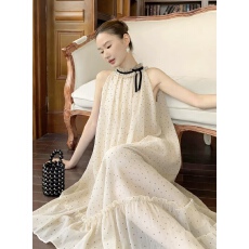 批发2026年夏季时尚气质高级感黄兰无袖<b class='q'>长裙女</b>小众法式独特绝美连衣裙