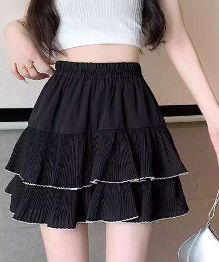 2026 여름 신제품 프랑스식 달콤함 프릴 슬림해 보이는 반신 스커트 여성 하이웨이스트 한 마디 퍼프 케이크 미니 스커트 트렌디