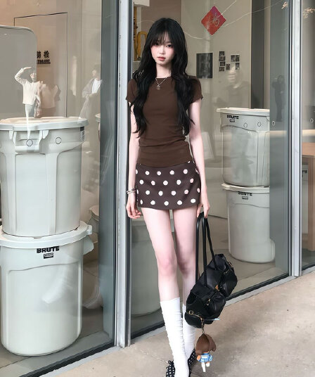 한 부서 레트로 핫걸 긍정적 인 어깨 의류 여성 여름 새로운 패션 착용 가져 가라. 하이웨이스트 도트 무늬 타이트 스커트 미니 스커트 두 조각