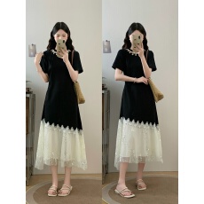 批发实拍大码女装2026夏季新款法式时尚轻奢气质拼接修身显瘦<b class='q'>连衣裙</b>