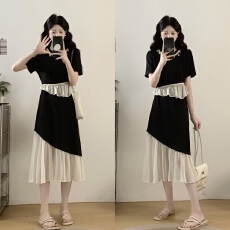 批发实拍<b class='q'>大码</b>女装2026夏季法式小香风气质荷叶边收腰显瘦假两件连衣裙