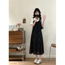 批发实拍<b class='q'>大码</b>女装2026夏季新款法式温柔风色碎花吊带显瘦假两件连衣裙