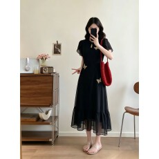 批发实拍大码女装2026夏季新款新中式国风蝴蝶刺绣胖mm收腰遮肉<b class='q'>连衣裙</b>