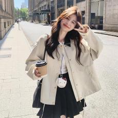 批发小众独特工装外套2025秋季新款美式潮牌皮领拼接宽松百搭夹克外套