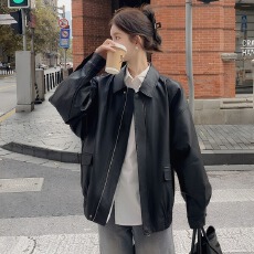 批发美拉德pu<b class='q'>皮衣</b>外套女2025秋冬季新款爆款美式机车服<b class='q'>短款</b>夹克小个子