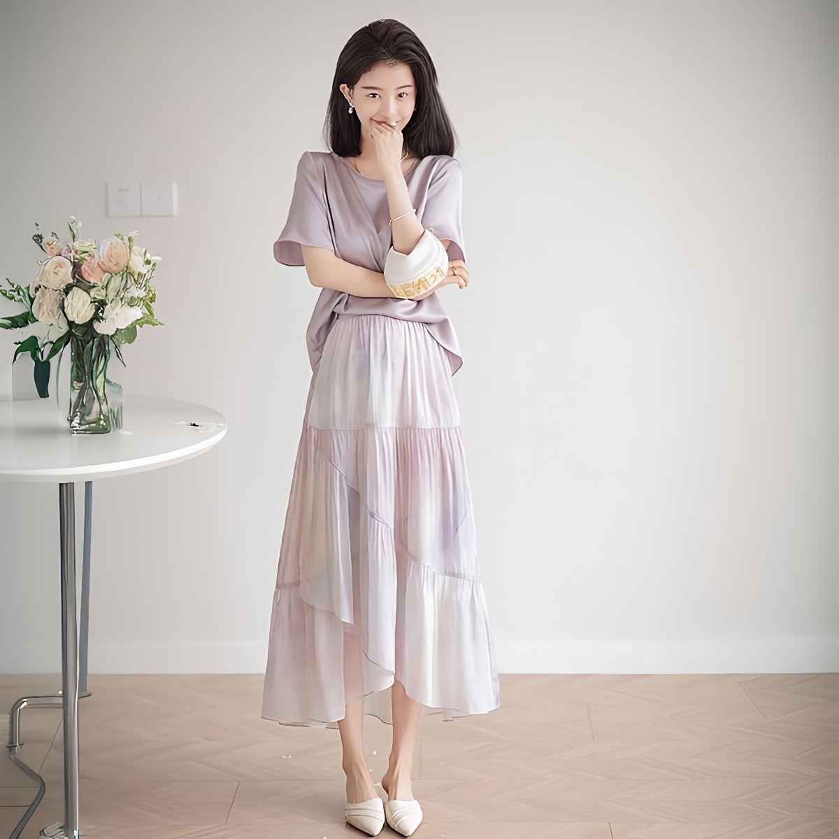 RY2064# 2026新款设计感小众休闲时尚减龄洋气小香风裙子两件套装女...