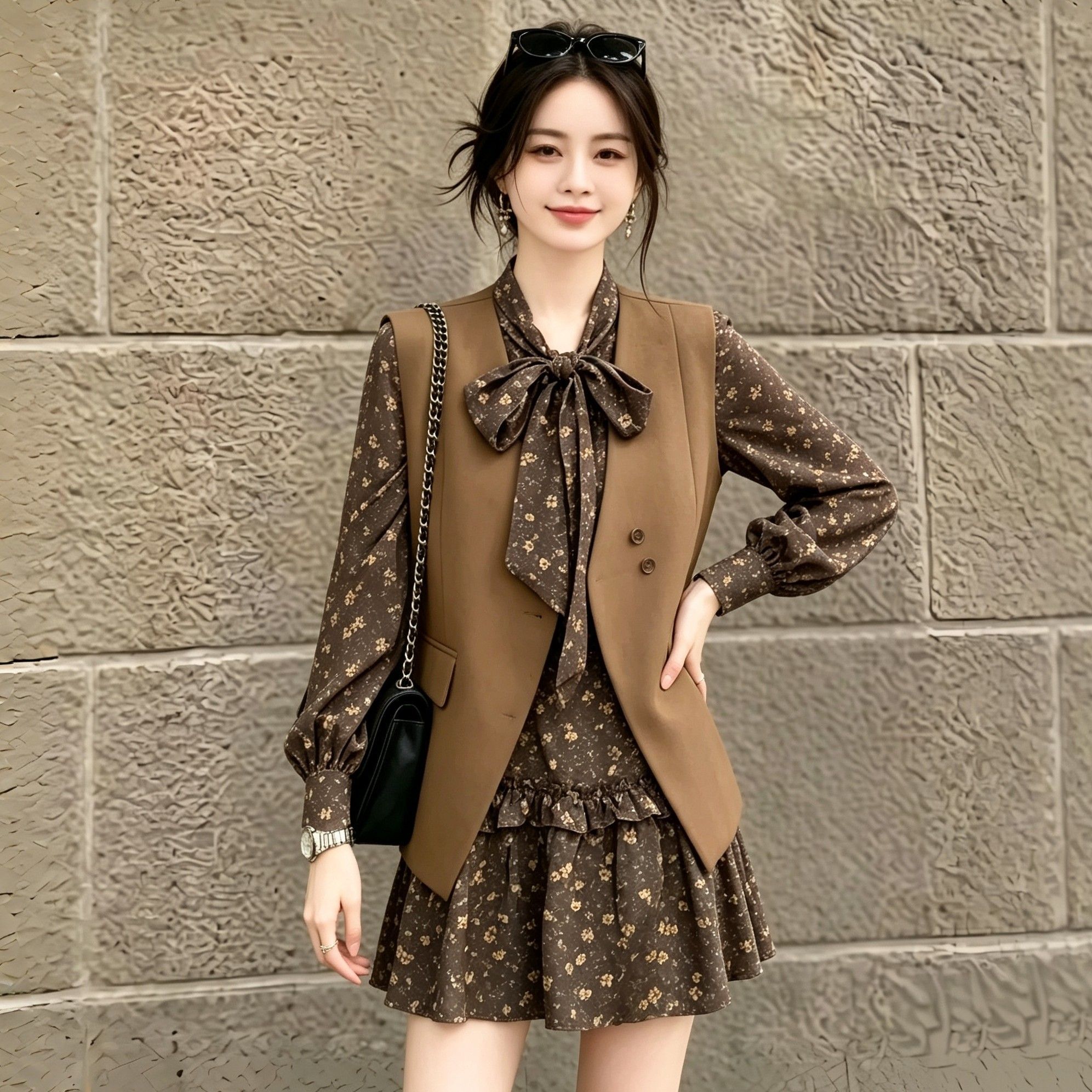 时尚套装裙女秋季新款高级感法式...