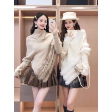 批发慵懒氛围感高领长袖毛衣女秋季2025新款休闲软糯气质宽松针织上衣