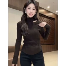 批发镂空半高领毛针织衫女2025秋冬新款设计感显瘦洋气内搭<b class='q'>打底</b>衫<b class='q'>上衣</b>