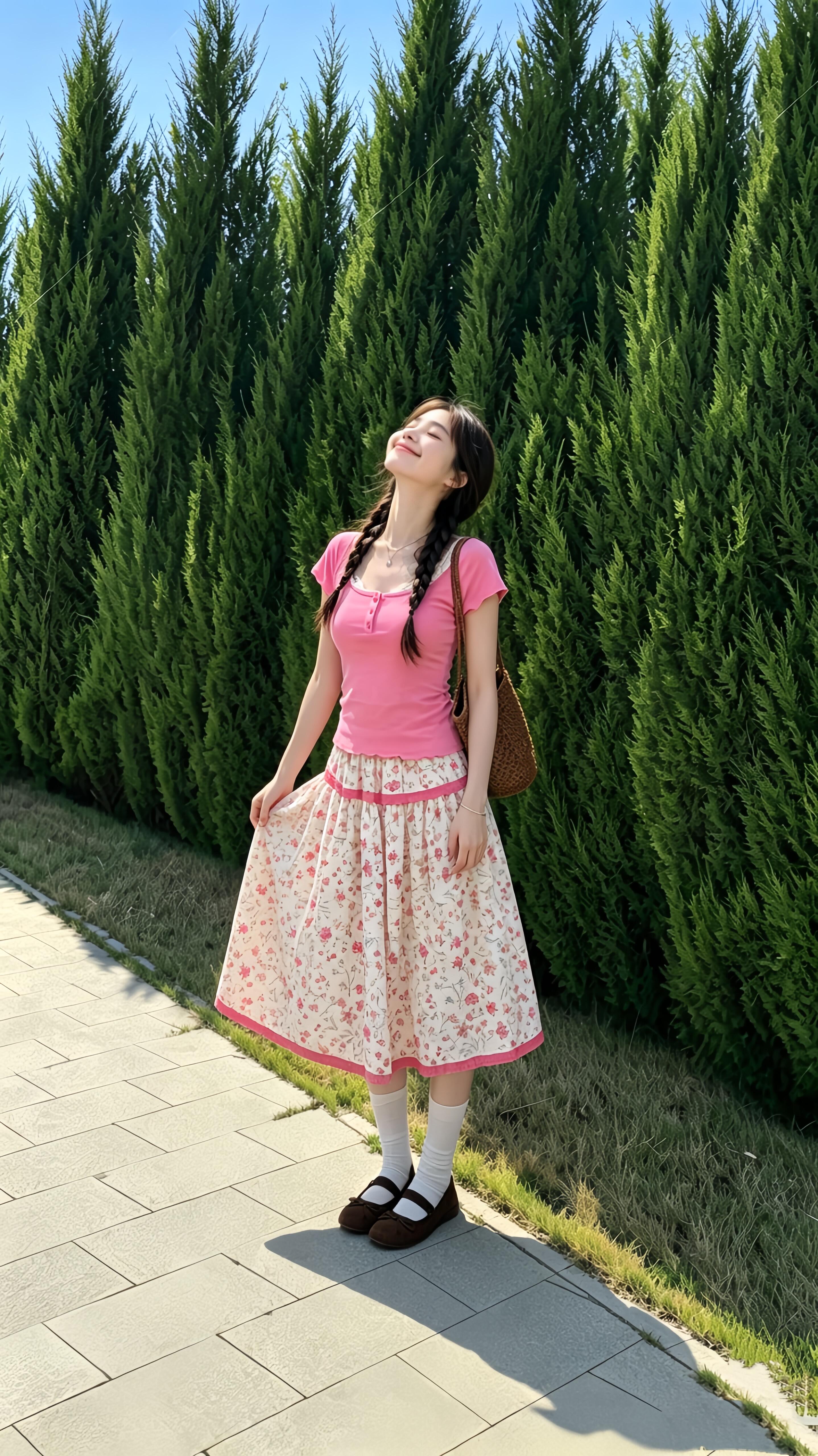 한 부서 달콤한 스타일 핑크색 u 칼라 긍정적 인 어깨 반팔 티셔츠 여성 꽃무늬 패치워크 반신 스커트 여름 부드러운 연령 감소 세트