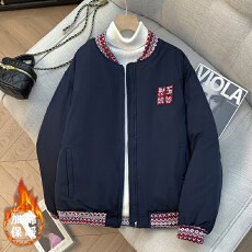 批发实拍2025新款<b class='q'>棒球</b>服短款宽松女夹克复古<b class='q'>外套</b>情侣款民族风提花棉服