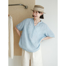 批发棉麻<b class='q'>上衣</b>女高端亚麻年轻款2026新款中年妈妈夏装柱麻女装短袖衬衫