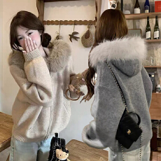 爆款 孕妇春秋装套装2025秋冬加厚连帽毛衣牛仔裤拉链上衣两件套