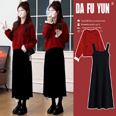 批发2026秋冬<b class='q'>孕妇装</b>新品网红时尚小香风蝴蝶结毛衣跨年圣诞喜庆连衣裙