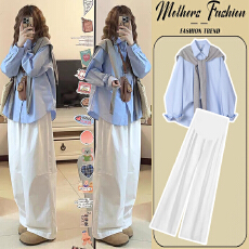 有货 2026春装新款孕妇春秋装套装衬衫上衣阔腿裤长裤春季两件套