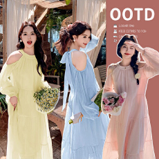 批发大量有货 2026孕妇夏装露肩宽松<b class='q'>连衣裙</b>中长款裙子夏季网红娃娃裙