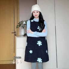 批发韩系氛围感穿搭女秋冬新款修身<b class='q'>打底</b>衫上衣叠穿<b class='q'>背心</b>连衣裙两件套