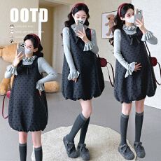 批发实拍现~秋冬新品设计感木耳边毛衣上衣+法式甜美蝴蝶结毛呢花苞裙