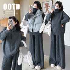 批发实拍现 ~ 简约高级感松弛感针织毛衣套装+加厚马甲孕妇三件套