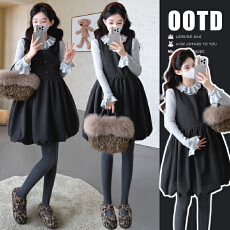 批发实拍现~ 秋冬新品设计感上衣+前后可穿花苞<b class='q'>连衣裙</b>