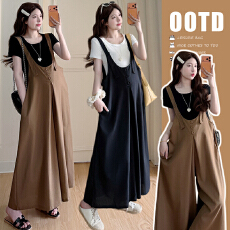 批发实拍现 夏季新品纯棉T+韩版设计感<b class='q'>百搭</b>大码背带裤