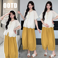 批发实拍现 夏季新品韩版宽松蕾丝上衣+松弛感花苞阔腿裤