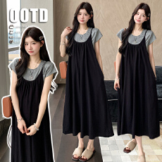 批发实拍现 夏季新品<b class='q'>韩版</b>百搭大码两件套连衣裙