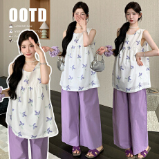 实拍现 夏季新品大码上衣+阔腿裤套装